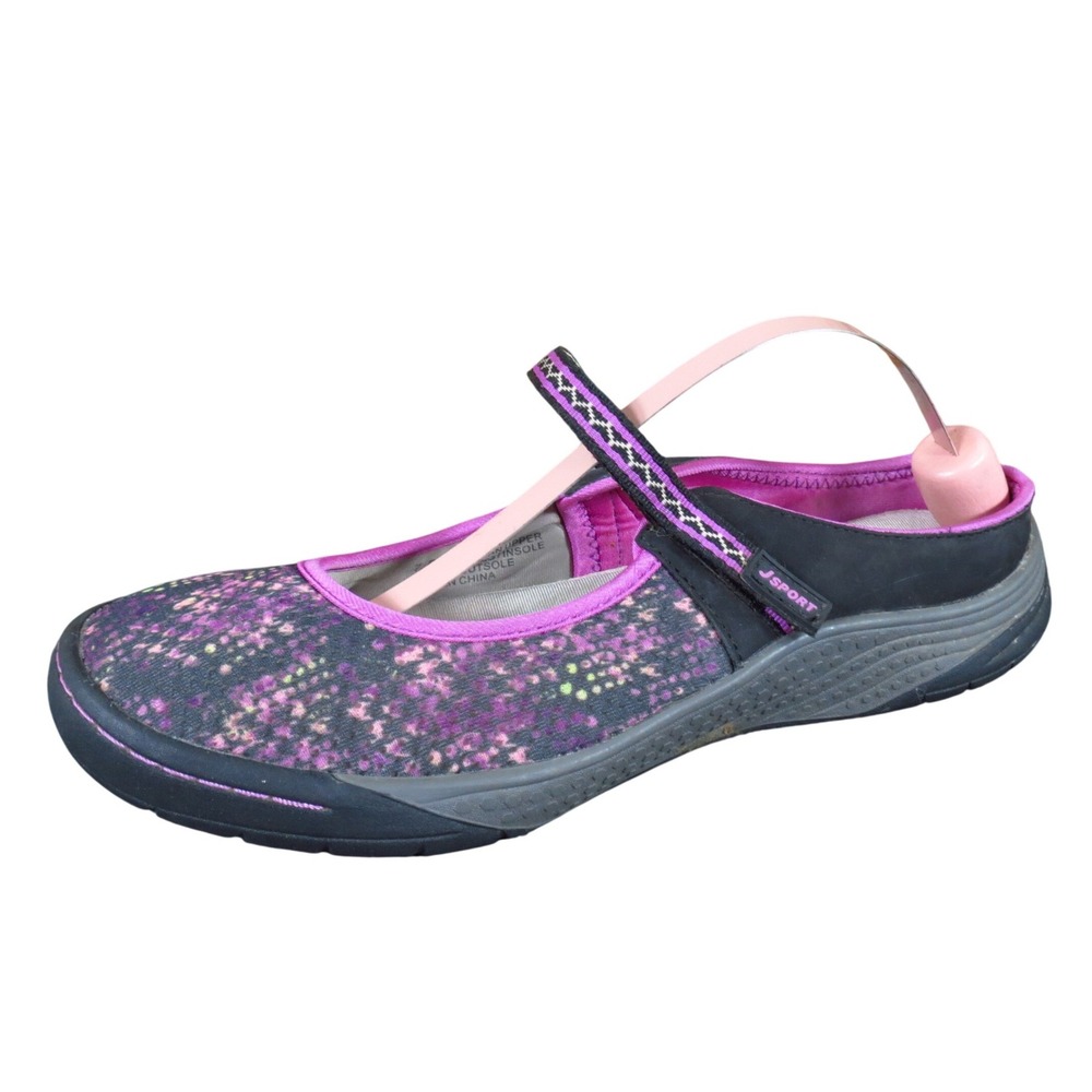 J Sport Valerie Women Mary‎ Jane Mule 7.5 Outdoor Walking Purple Floral Textile